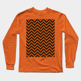 Black and Orange Chevron Zig Zag Long Sleeve T-Shirt